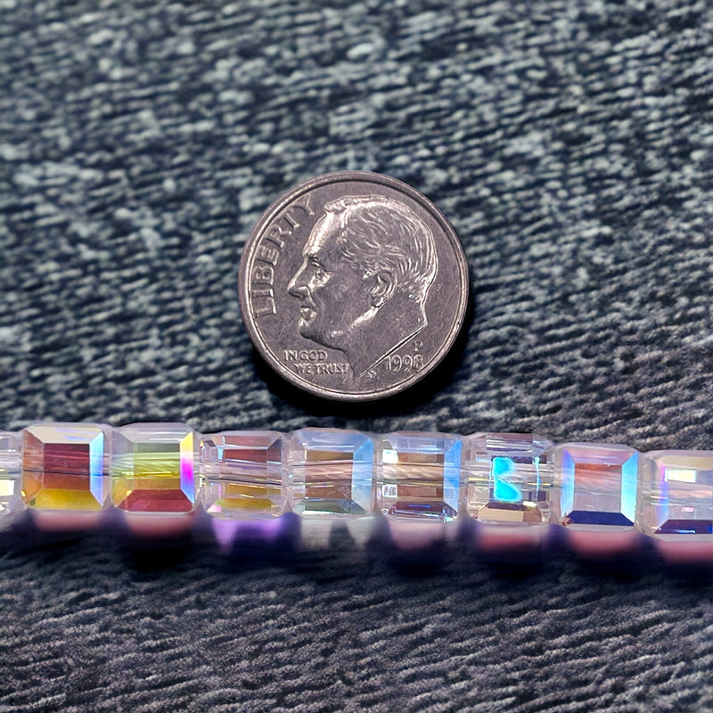 8mm Cube Glass Crystal Super AB