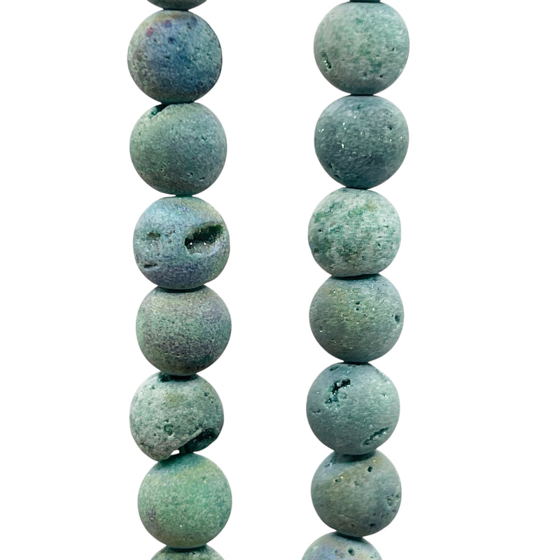8mm Druzy Round Magic Green