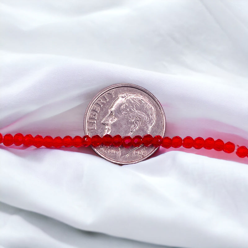 2mm Thunder Polish Glass Crystal Roundel Cut Red