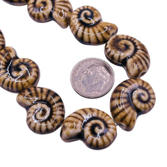 20x16mm Ammonite Fossil Handmade and painted Porcelain
