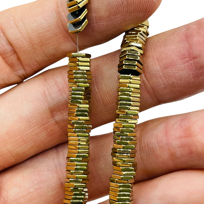 6mm Hexagon Disc Hematite Rhodium