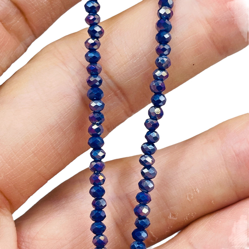 3mm Thunder Polish Glass Crystal Roundel Cut Sapphire Jade AB