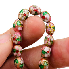 8x6mm Oval Cloisonne Pink