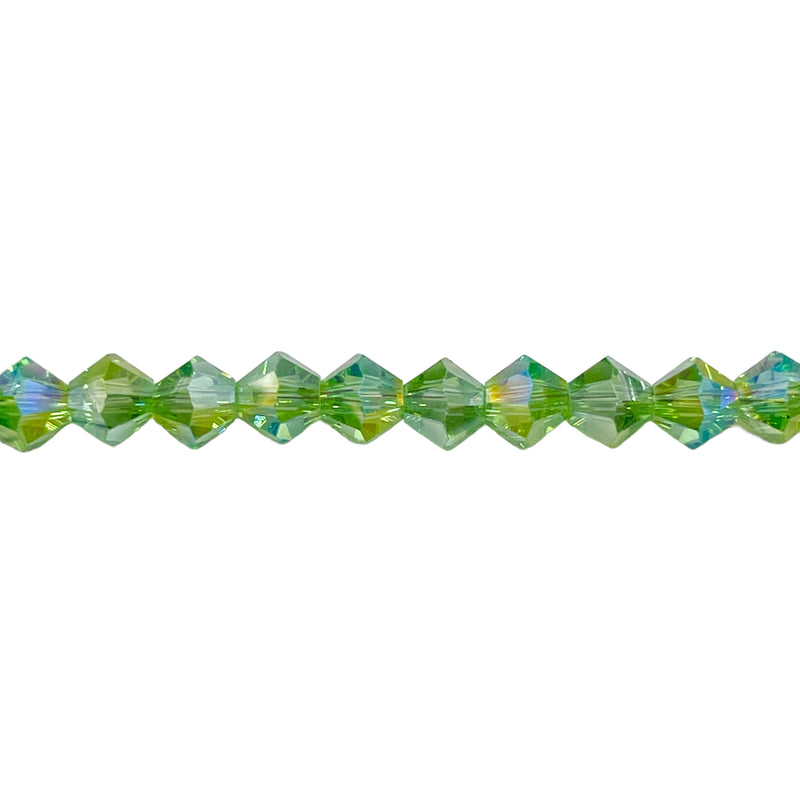 6mm Thunder Polish Glass Crystal Bicone Chrysolite AB