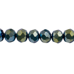 10mm Thunder Polish Glass Crystal Roundel Cut Green Light