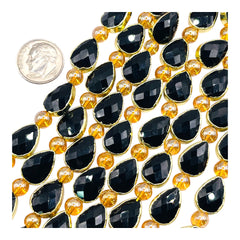 14x10mm Tear Drop Gold Edge Jet