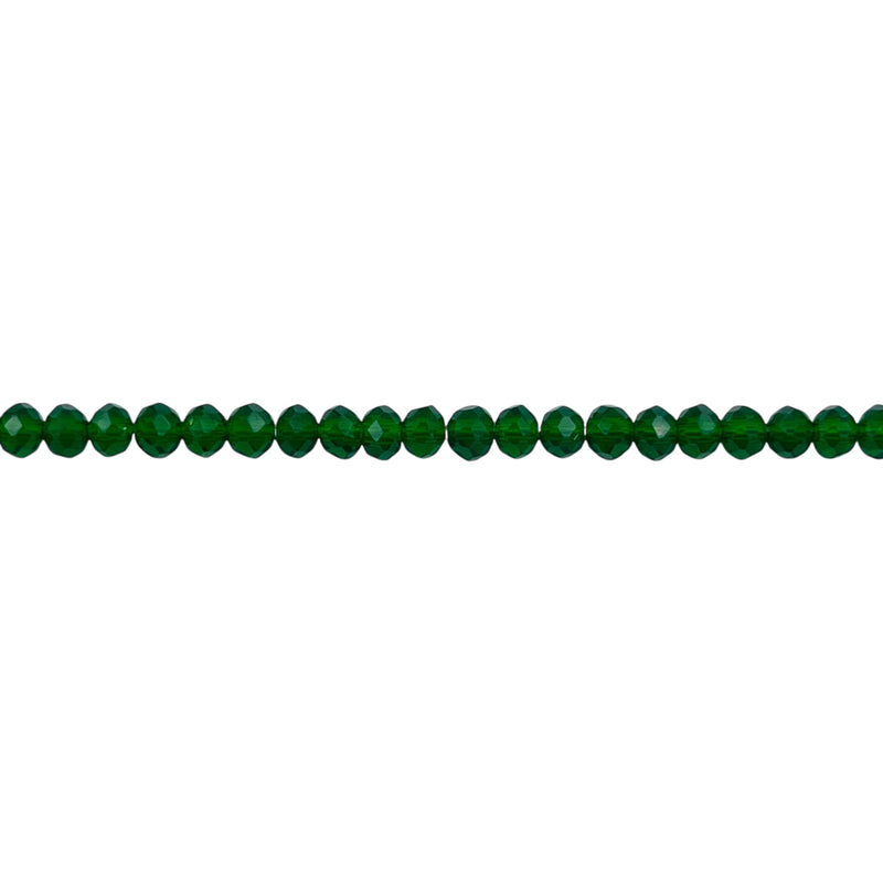 3mm Thunder Polish Glass Crystal Roundel Cut Lt. Emerald Jade