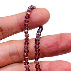 4mm Thunder Polish Glass Crystal Roundel Cut Med. Amethyst
