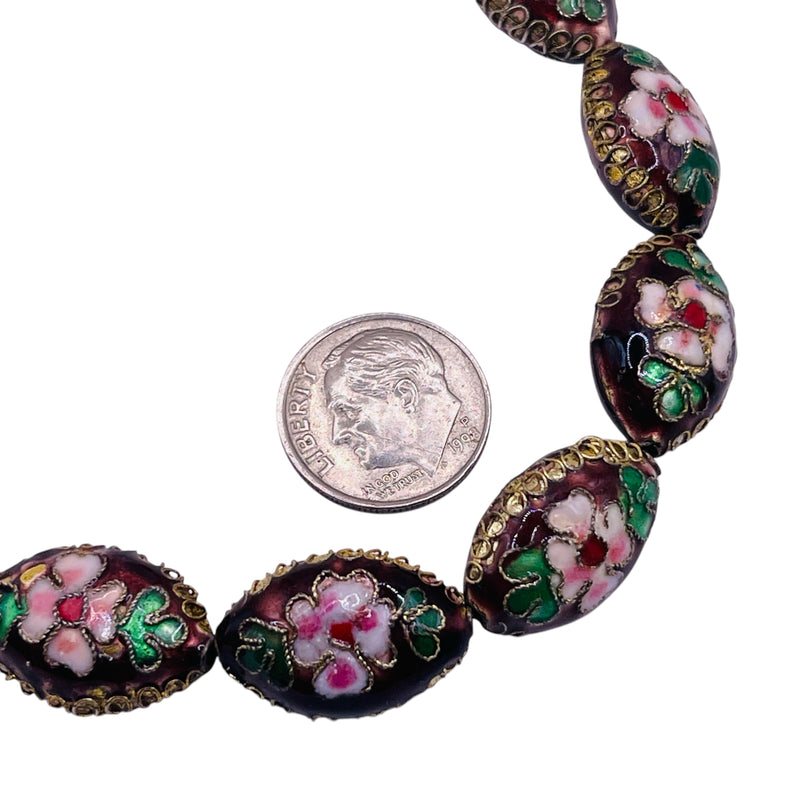 18x12mm Oval Cloisonne Purple