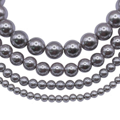8mm Round Thunder Polish Glass Pearl Silver