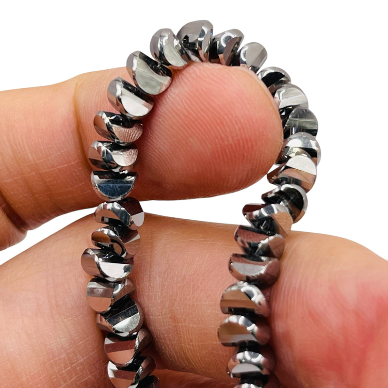 6mm Crescent Glass Crystal White Gold