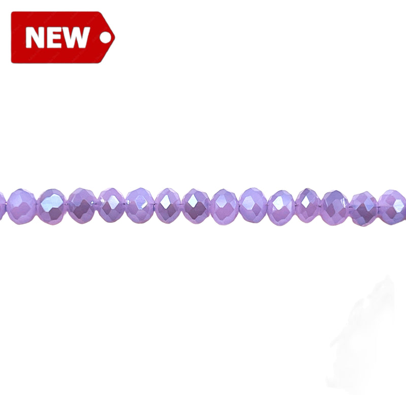 4mm Thunder Polish Glass Crystal Roundel Cut Lt. Lavender