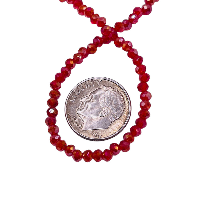 3mm Thunder Polish Glass Crystal Roundel Cut Red AB