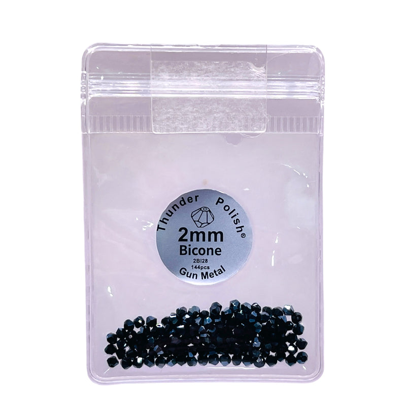 2mm Thunder Polish Glass Crystal Bicone Gun Metal