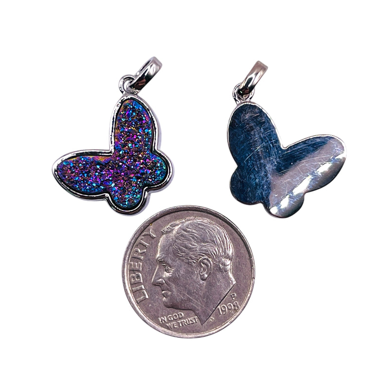 16mm Butterfly Druzy Pendant Purple Light