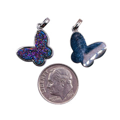 16mm Butterfly Druzy Pendant Purple Light