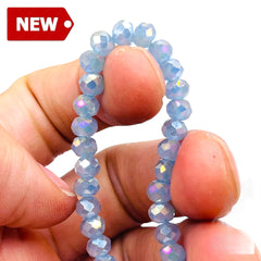 6mm Thunder Polish Glass Crystal Roundel Cut Lt. Sapphire Jade GA