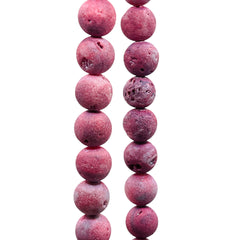 8mm Druzy Round Fushia