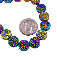 10mm Coin Hematite Rainbow