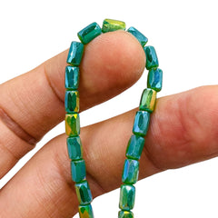 6x4mm Cylinder Glass Crystal Dk. Green Jade MG