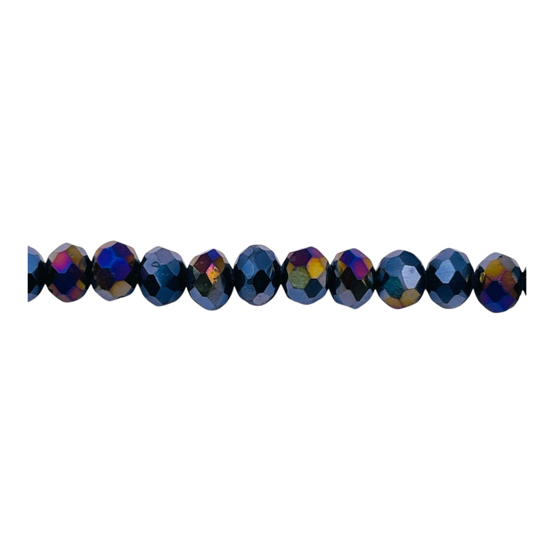6mm Thunder Polish Glass Crystal Roundel Cut Jet AB