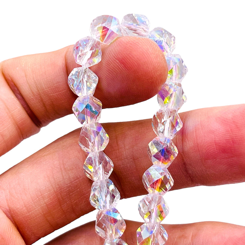 8mm Round Twisted Glass Crystal Super AB