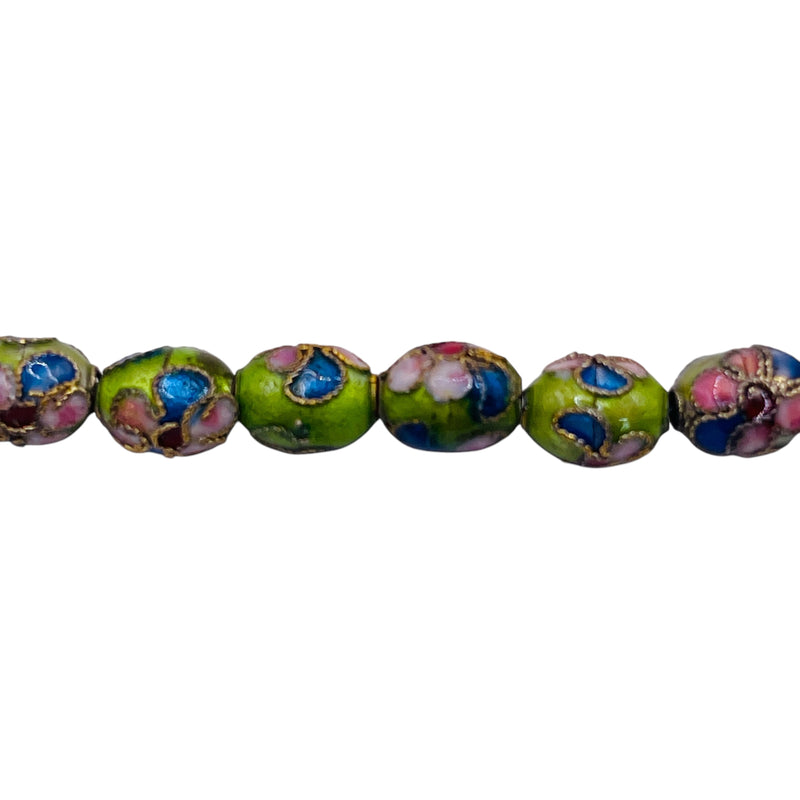8x6mm Oval Cloisonne Green