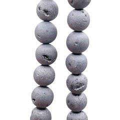 8mm Druzy Round Silver