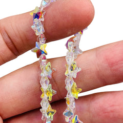 8mm Star Glass Crystal Super AB Side Drilled