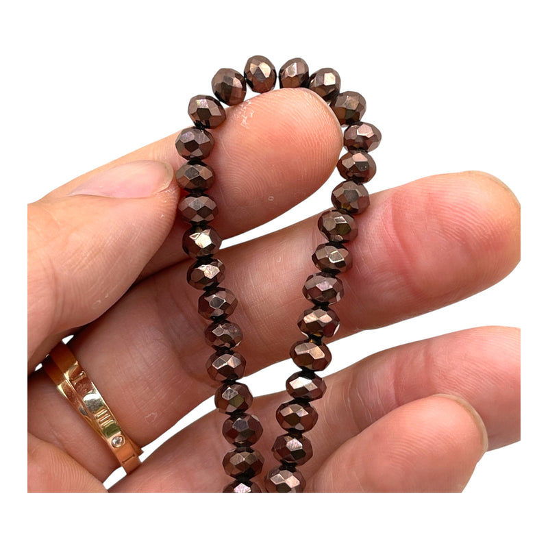 6mm Thunder Polish Glass Crystal Roundel Cut Dark Copper