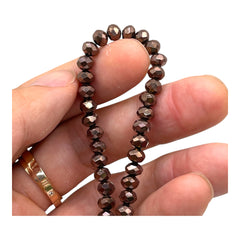 6mm Thunder Polish Glass Crystal Roundel Cut Dark Copper