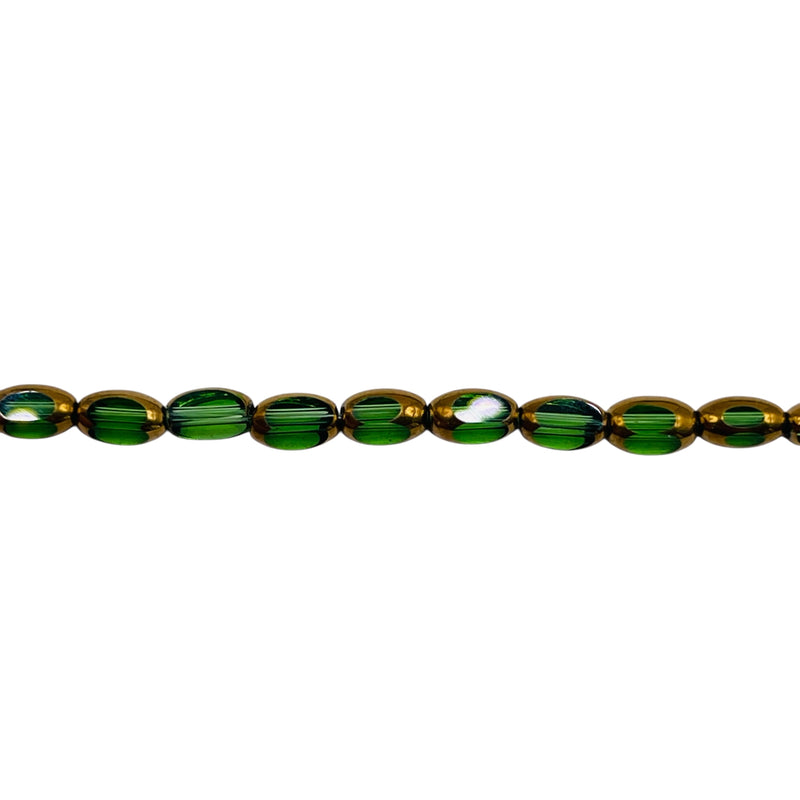 6x3mm Oval Glass Crystal Gold Edge Peridot