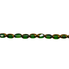 6x3mm Oval Glass Crystal Gold Edge Peridot