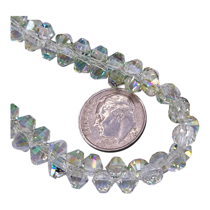 6mm Thunder Polish Glass Crystal Bicone Top Drilled Green Blossom