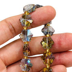 14mm Snowflake Glass Crystal Green Blossom