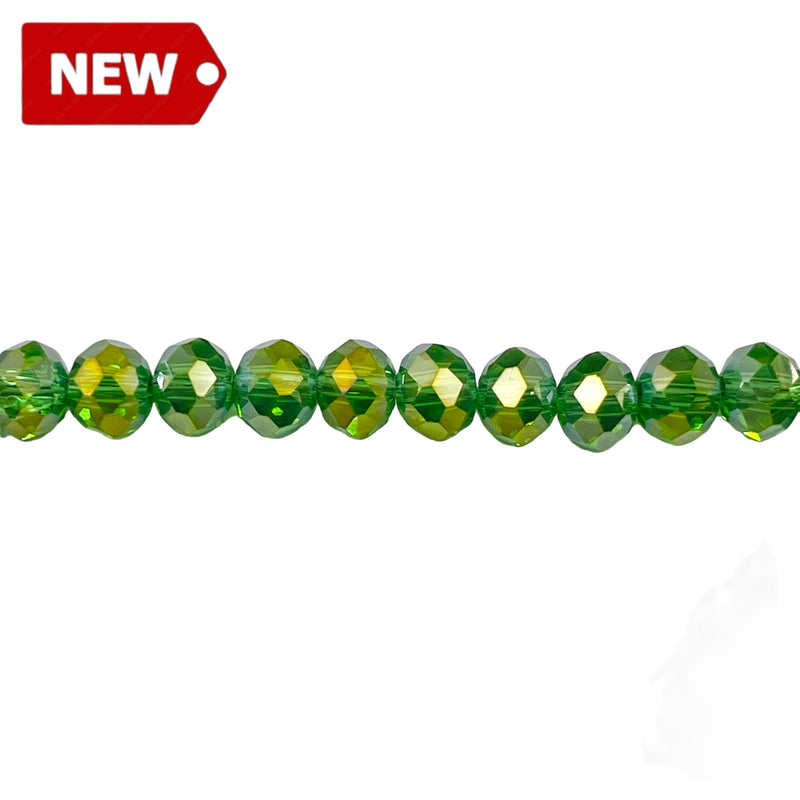 6mm Thunder Polish Glass Crystal Roundel Cut Chrysolite Super AB
