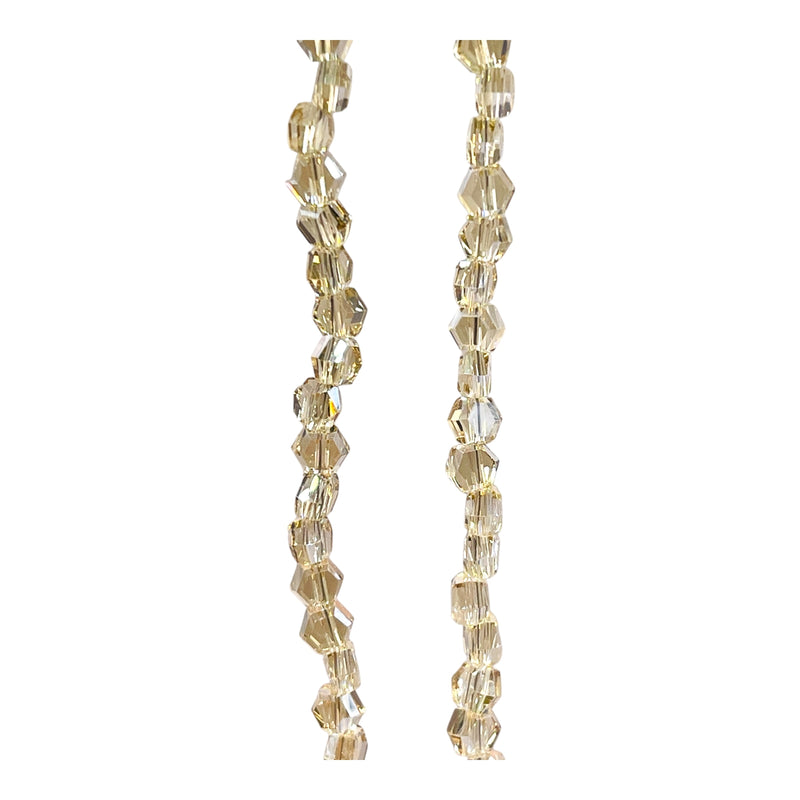 4mm Hexagon Glass Crystal Silver Champagne