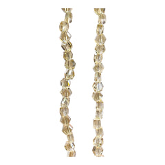 4mm Hexagon Glass Crystal Silver Champagne
