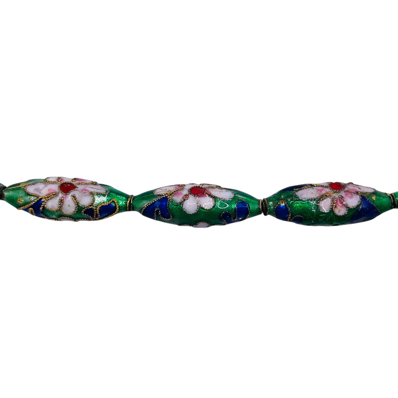 26x9mm Oval Cloisonne Dk. Green