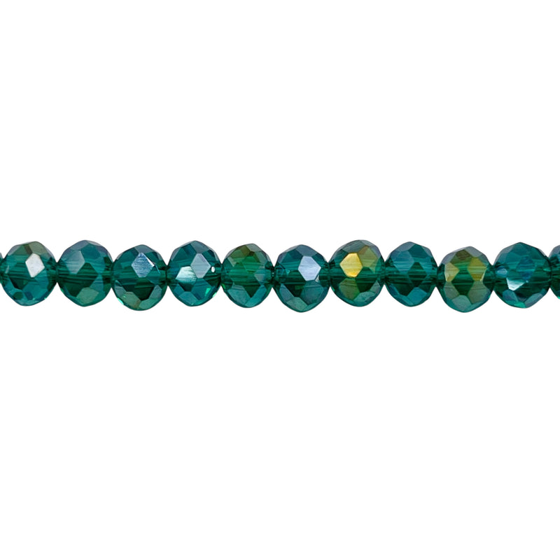 6mm Thunder Polish Glass Crystal Roundel Cut Green Zircon AB