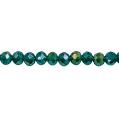 6mm Thunder Polish Glass Crystal Roundel Cut Green Zircon AB