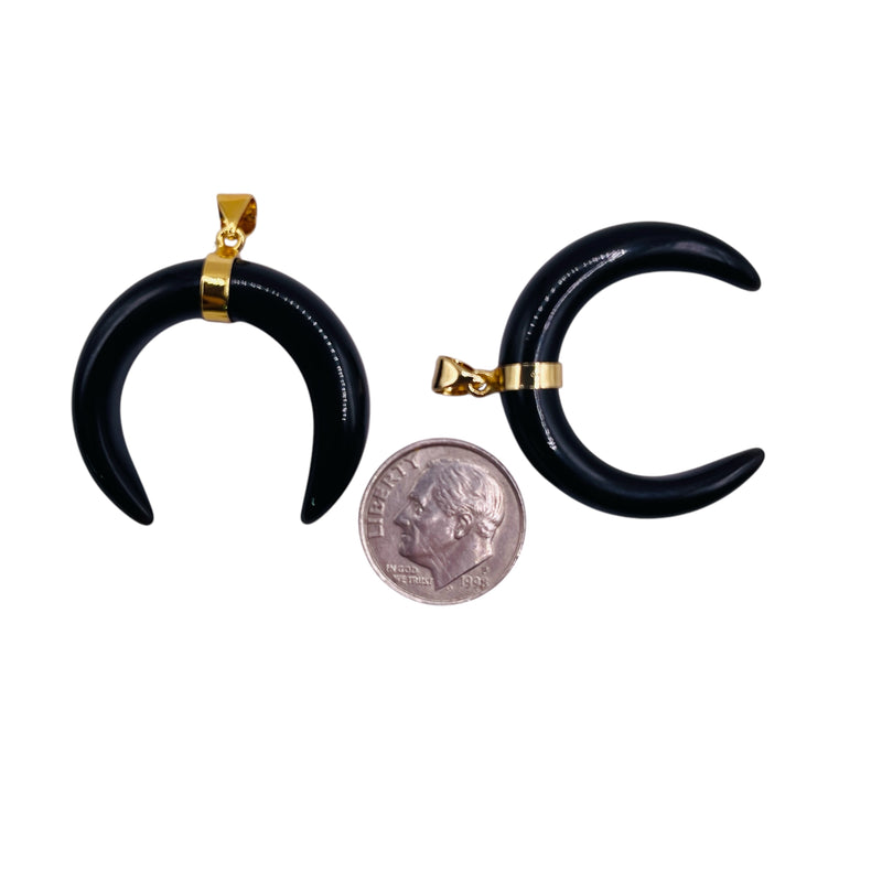 30mm Crescent Obsidian Pendant