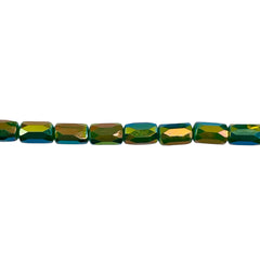 6x4mm Cylinder Glass Crystal Dk. Green Jade MG
