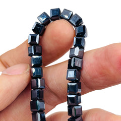 6mm Cube Glass Crystal Gunmetal