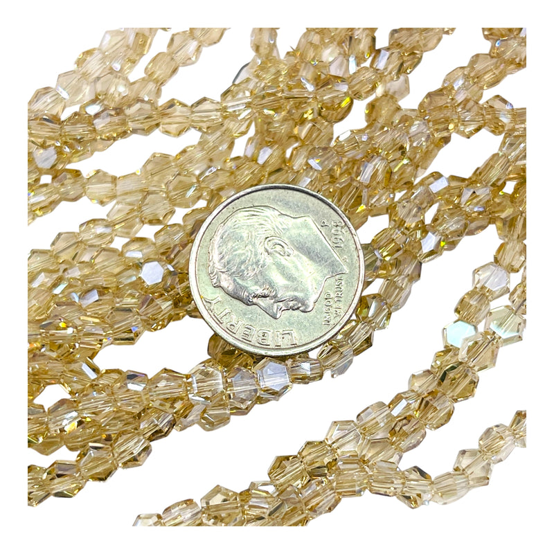 4mm Hexagon Glass Crystal Silver Champagne