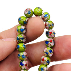 8mm Round Cloisonne Green