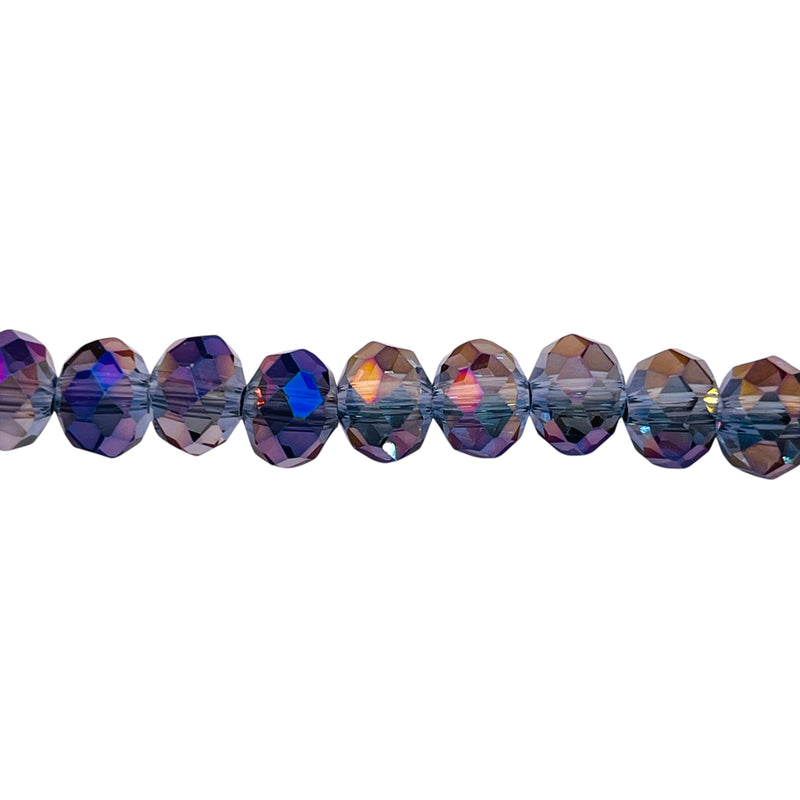 8mm Thunder Polish Glass Crystal Roundel Cut Magic Purple
