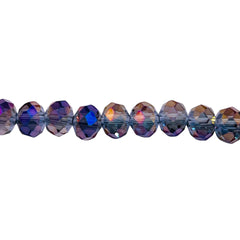 8mm Thunder Polish Glass Crystal Roundel Cut Magic Purple