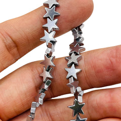 9mm Star Hematite Rhodium