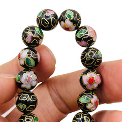 10mm Round Cloisonne Black